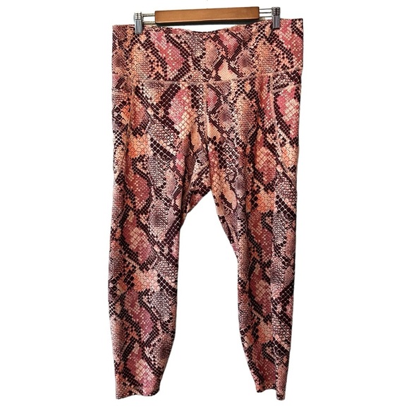 Old Navy Active Elevate 7/8 High Waist Pocket Legging Women’s 2X Reptile Pink - Picture 2 of 8